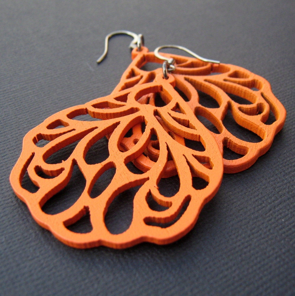 earrings- wings in orange