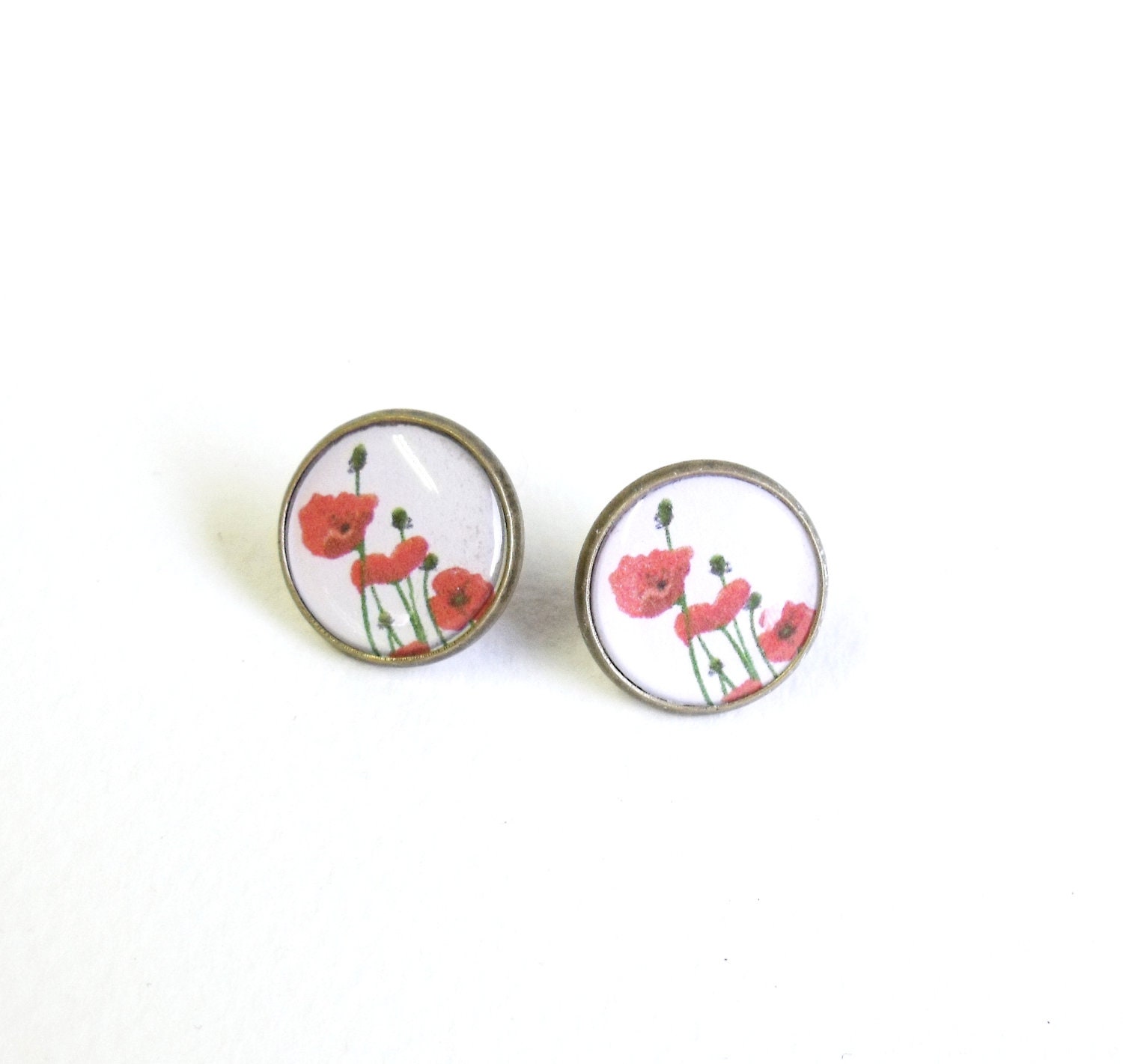 Poppy earring studs floral ear post