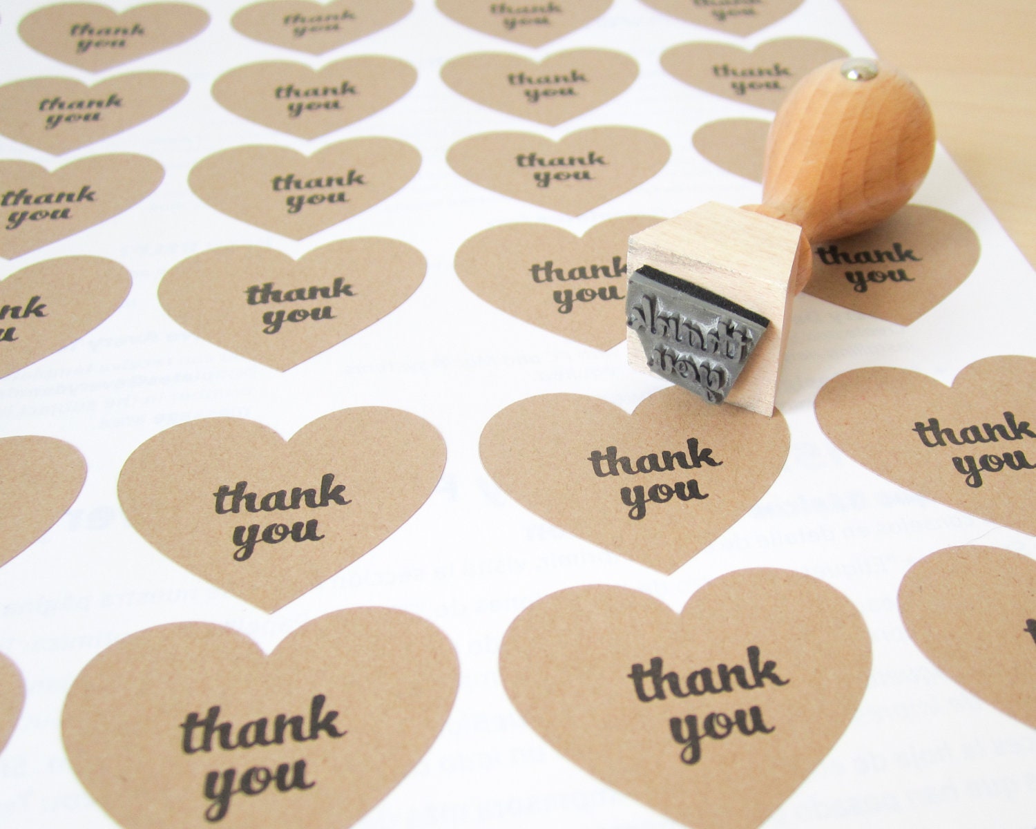 Mini Thank You Stamp - 1/2" thank you mounted rubber stamp READY TO SHIP