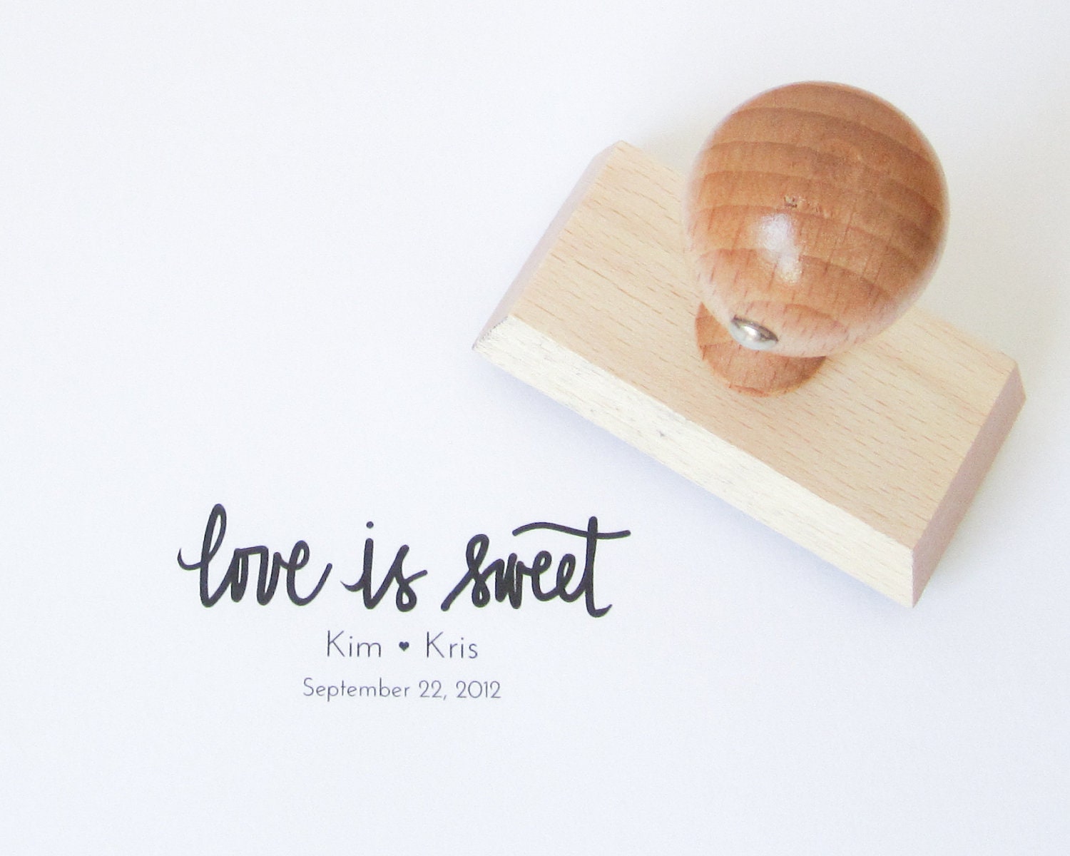 Personalized Wedding Calligraphy Stamp - Handwritten Calligraphy Love Is Sweet wedding rubber stamp personalized with names