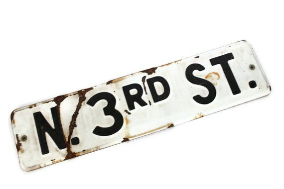 Rustic Vintage Street Sign Black & White Industrial Decor