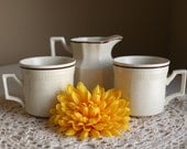SALE Tea for Two Vintage Kensington Staffordshire Ironstone Creamer & Two Tea/Coffee Cups, Handcrafted in England, Home Decor, Gift, Bridal