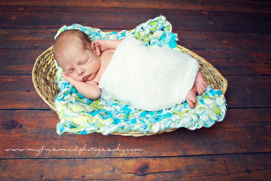 Hand Crocheted, Baby Photography Prop Blanket in Shades of Purple, White, and Black, made with material and yarn