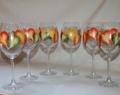 Hand Painted Wine Glasses Set of 6 Fall Leaves