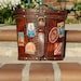 Mini Vintage Travel Steam Trunk - Cylindrical Brown Leather Body with Leather Strap/Brass Closure & Mini Travel Stickers