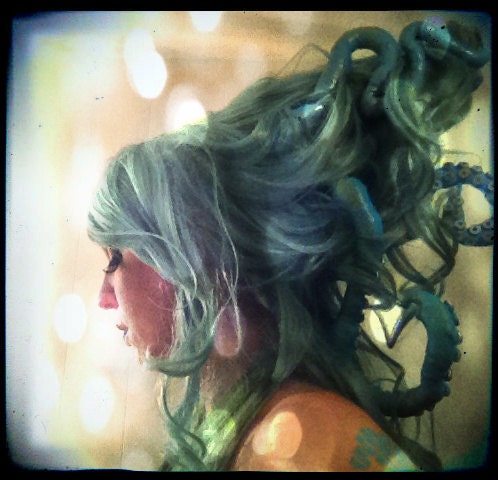 Steampunk Wig- Sea Witch Custom Wig with Octopus Tentacles- Made to Order-Light Blue