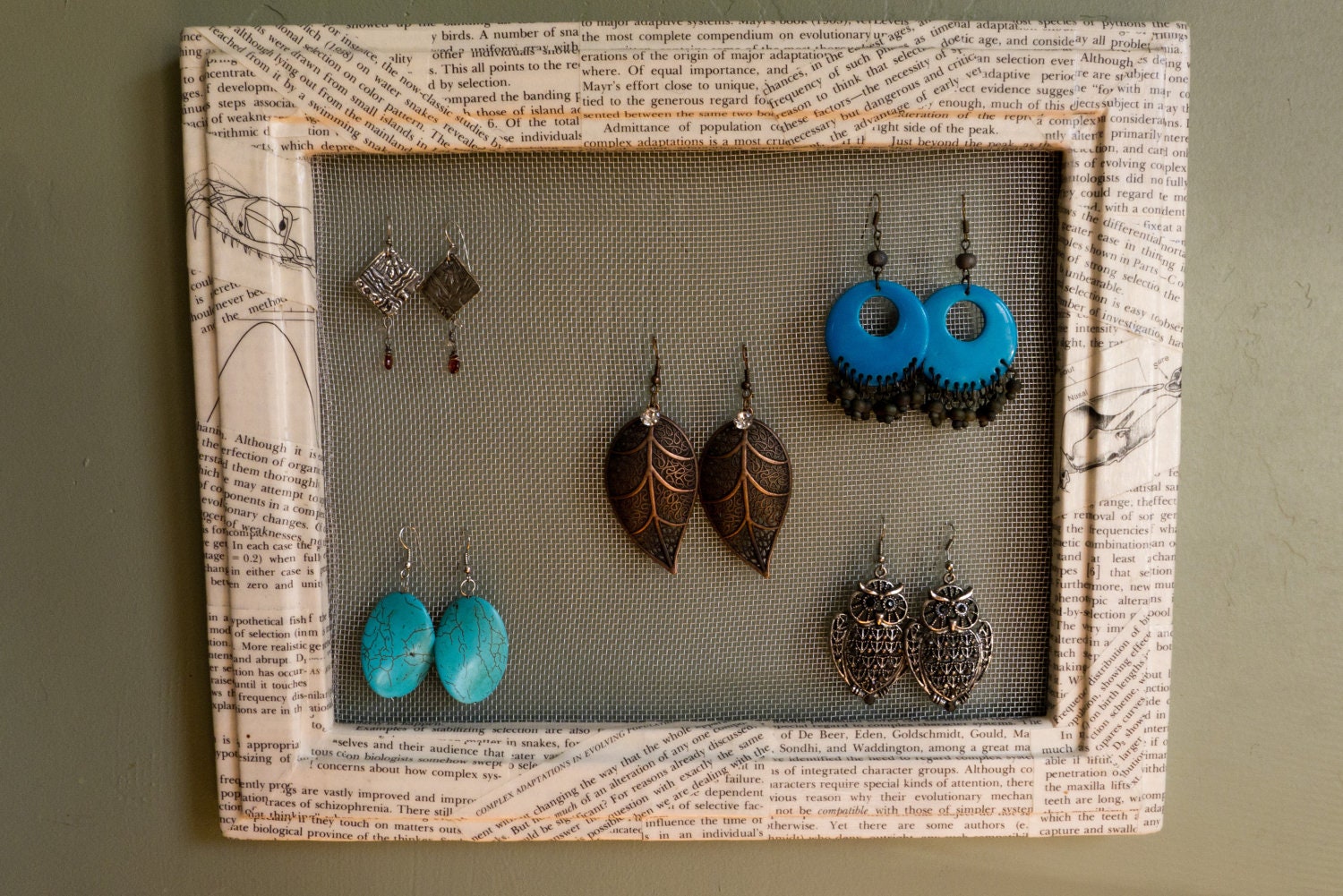 Decoupage Mesh Frame Earring and Jewelry Holder