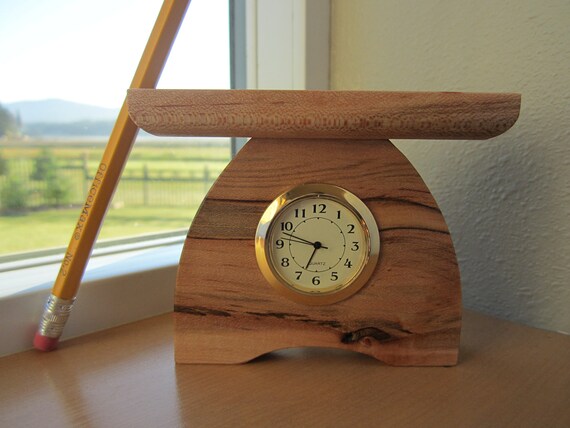 Mini Bungalow Clock, Arts and Crafts Clock, Small Desk Clock, Small Mantel Clock