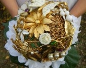 Luxury Brooch Bouquet, broach, hydrangea, Gold tone, brooches, pearls, vintage, bridal, bride, flowers, alternative