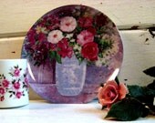 Dawna Barton Bone China Plate - signed, Made in Japan, plus Enoch Wedgwood Tunstall Ltd. English Mug , floral decor, 8 inch round,1991
