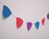 Crochet Bunting Banner - Hot Pink, Blue, and Purple - made by OrangeOdge