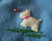 Felt Little Girls Handbag Pretty Blue  / Purse decorated with a dog and heart.  Handmade Felt