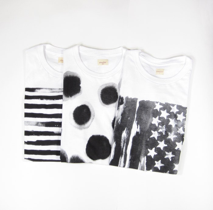 Sample Sale - Set of Three Organic Screen Printed Tee