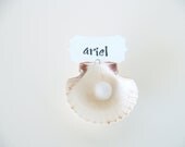 Escort Cards Beach Wedding Place Table Decorations, 10 Shell Seating holders Sea White Pearl Shabby Chic Favor Baby Shower