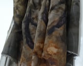 Eco print.Silk georgette.105 x 114 cm.Plant dyed.Pure silk.Organic.Craft supplies.Natural, for felting, dressmaking