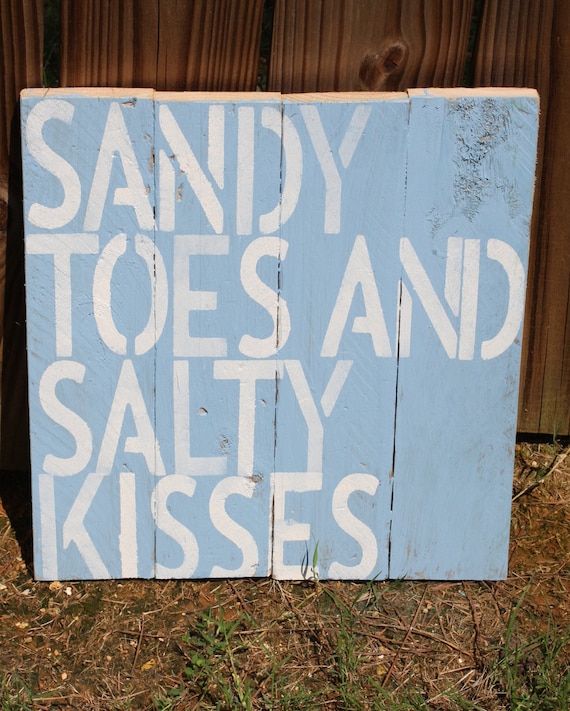 Sandy Toes and Salty Kisses Small Wood Pallet- perfect for a beach house