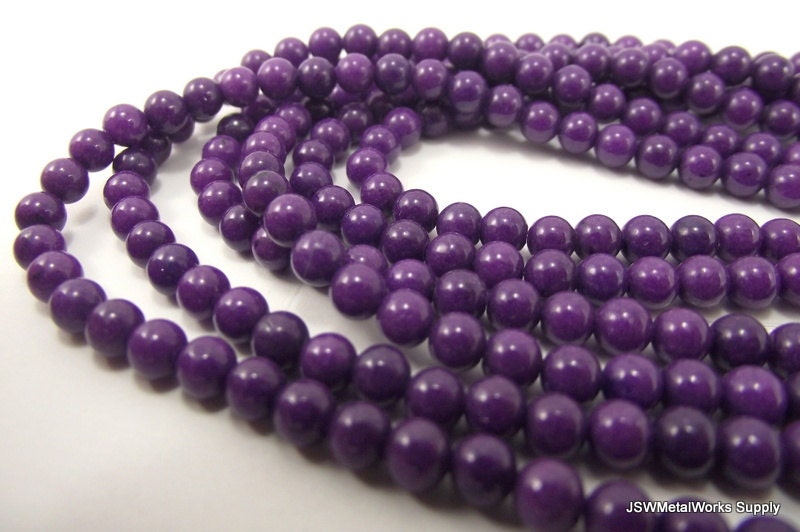 Mountain Jade Round Beads, Purple, 4mm, 16 Inch Strand, Whole Strand