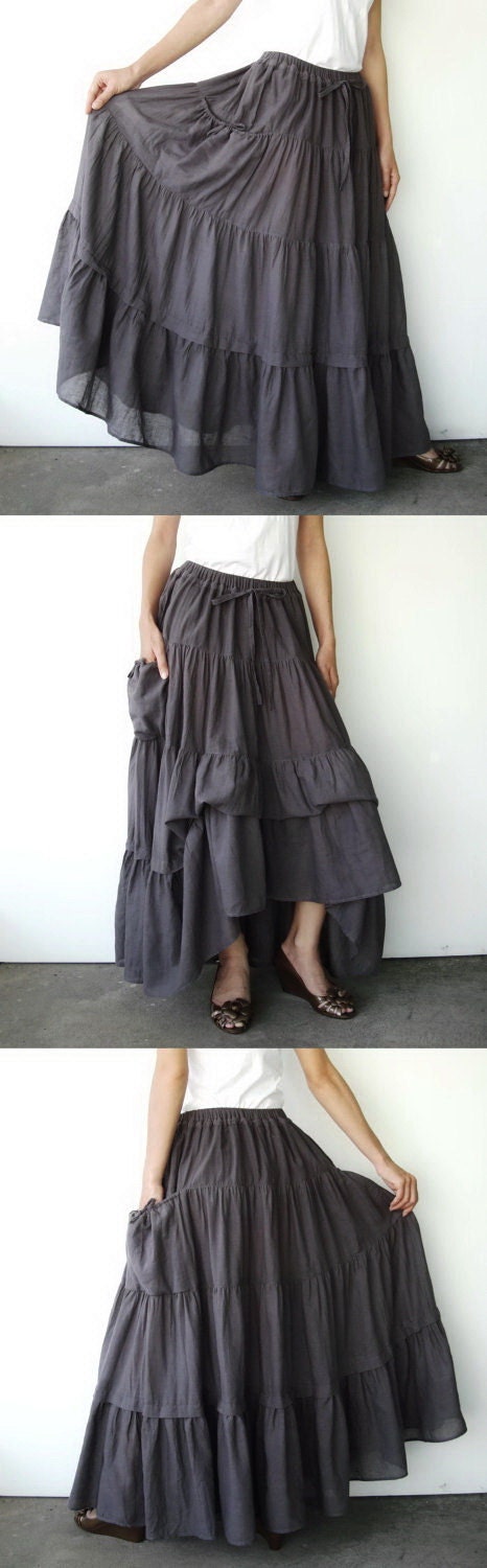NO.42 Grey Cotton Maxi Skirt (2 Options skirt)