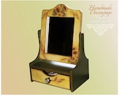 SALE Vanity for bedroom Jewelry box with a mirror with sunflower elements ornaments / Decoupage technique gift Shabby chic. Rustic style