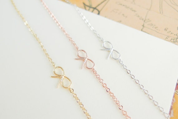tiny small cute bow bracelet CHOOSE ONE gold / silver / rose gold