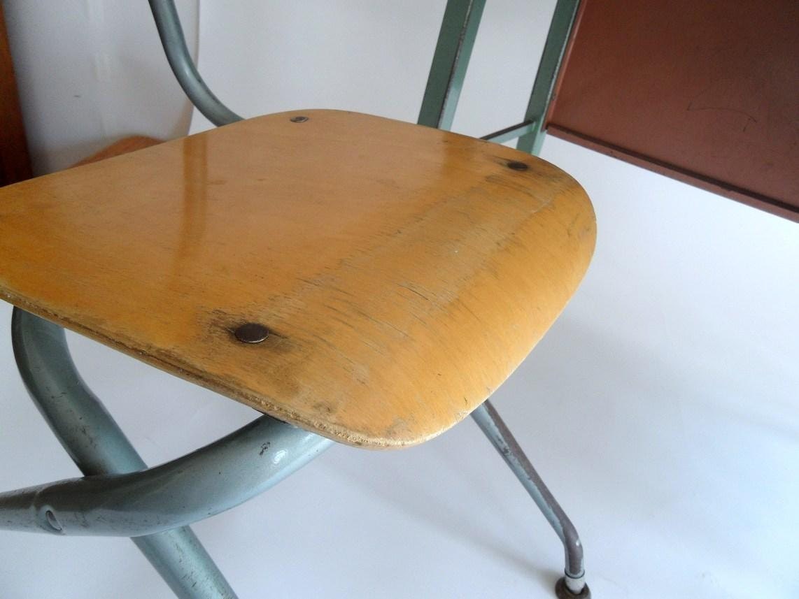 SALE 15% Off. K - 4 Retro Mid Century School Desk and Chair. Turquoise/Teal and Pink. Eames Era.