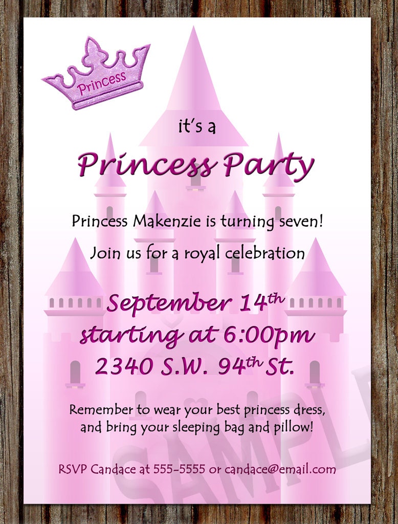 Princess Birthday Party Invitation  5x7