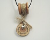 Fallen Cedar Tree branch Pendant Natural Jute Brown Wooden Spool Bead Eco-Friendly