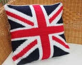 Union jack pillow cover - knitted cushion cover
