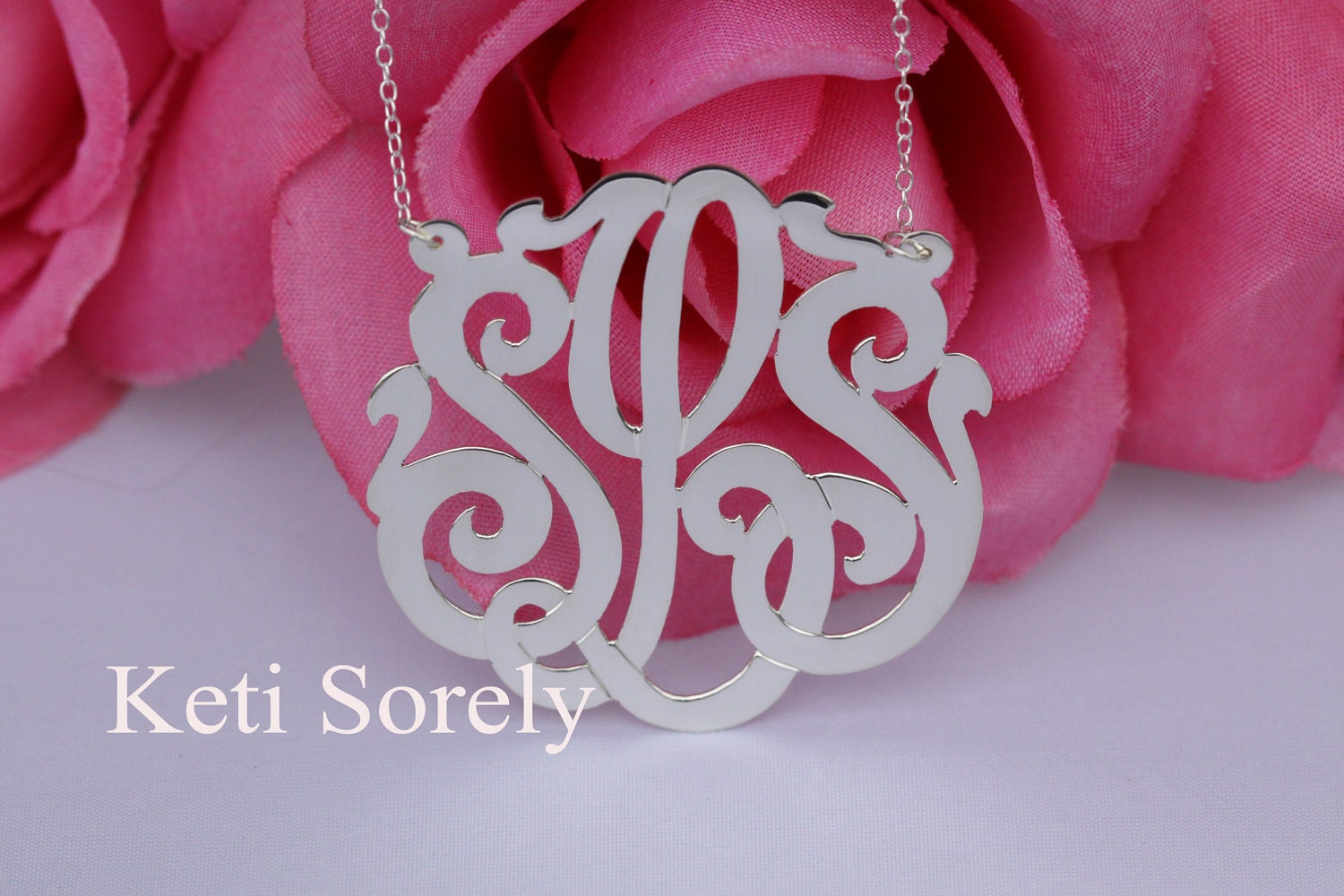 Personalized Initials Necklace Large (Order Any Initials) - Sterling Silver