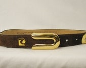 Pierre Cardin Suede Belt gold buckle