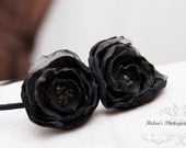 Black Satin and Organza Fabric Flowered Headband