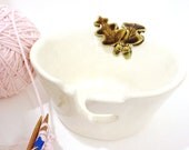 Fall Leaves Yarn Bowl Handmade in Porcelain Beautiful and Useful MADE TO ORDER