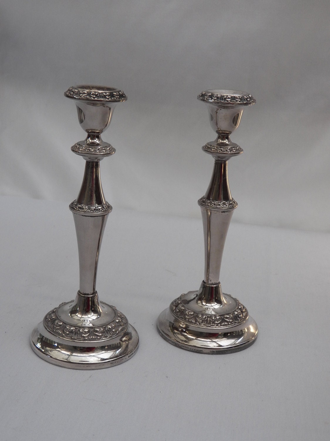 Pair Vintage Silver Candlesticks - Ianthe of England- Candle Holder Centerpiece- Art Deco Lighting Home Accessory- Wedding Anniversary Gift