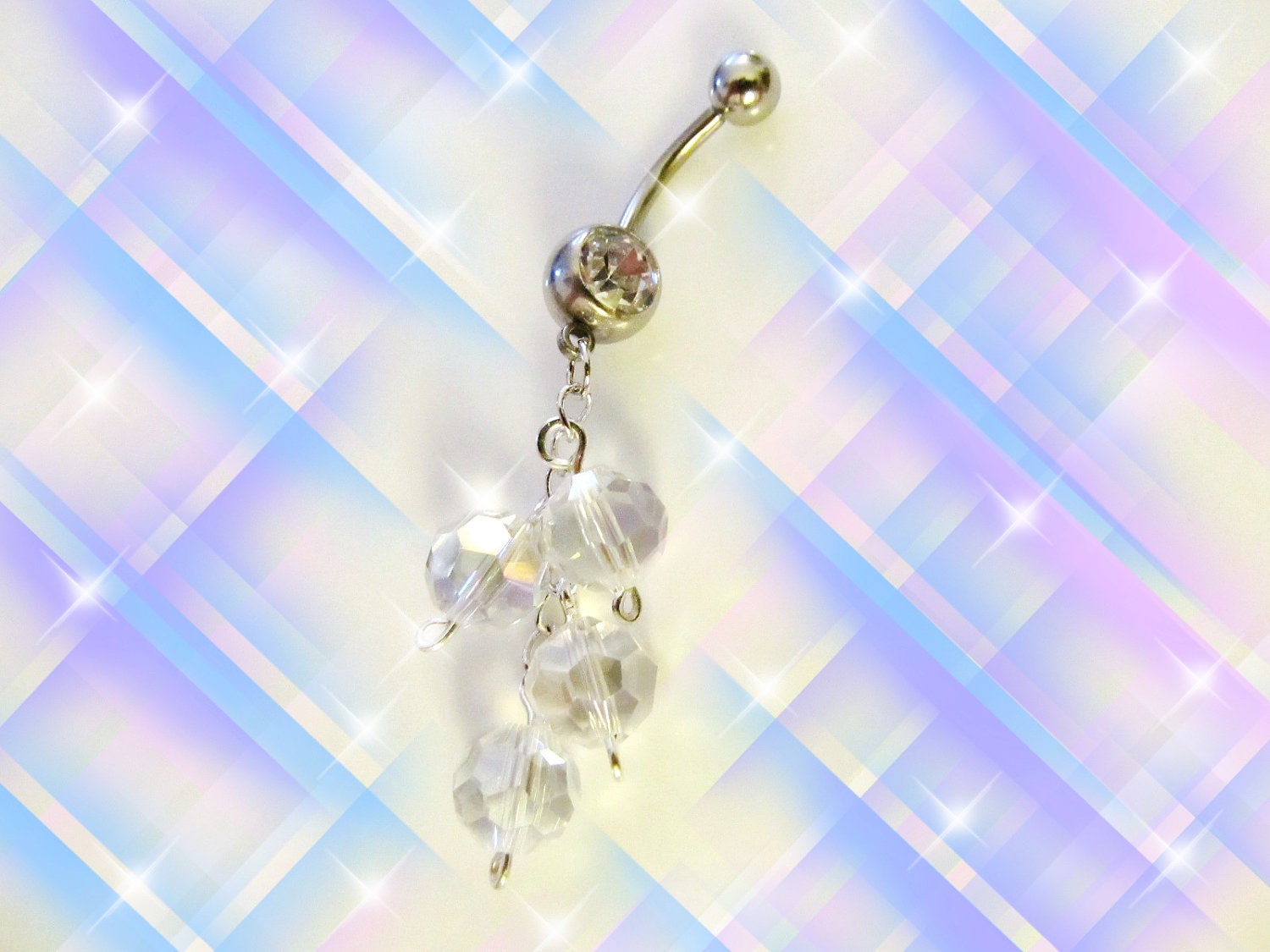 SALE--Belly Ring, Shimmery Swarovski Crystal Grapes Belly Button Ring, Belly Button Jewelry For Her