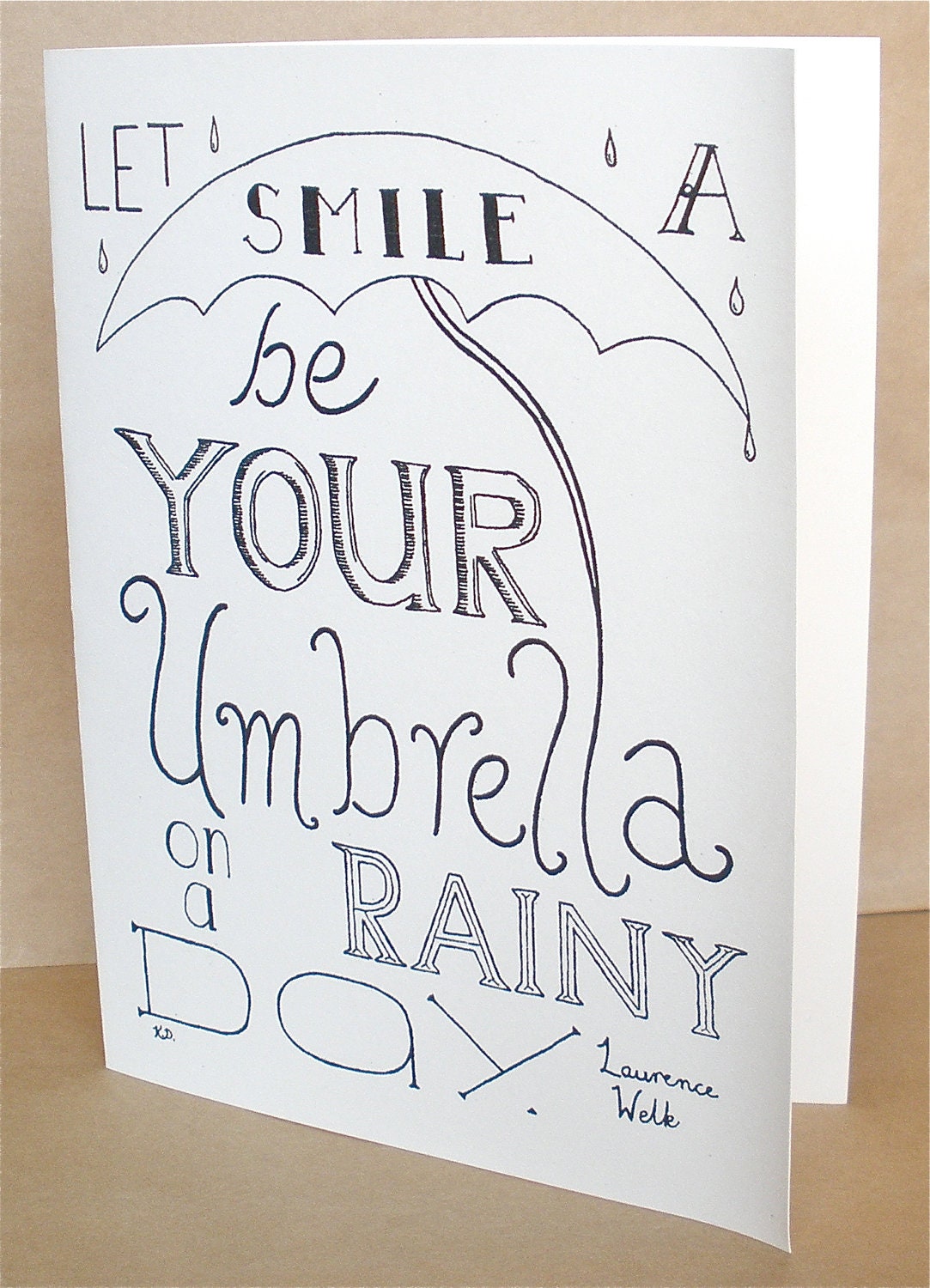 Rainy Day Card, Thinking of You Card, Encouragement Card, Umbrella Card