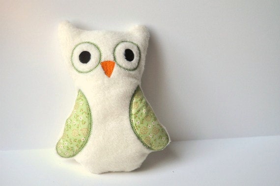 Stuffed Owl - Owl Plush Toy - Owl Stuffed Animal - Stuffies White and Green