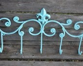 PICK YOUR COLOR Shabby Chic / Paris Apartment / Cottage Chic Cast Iron Wall Hook / Fleur de lis Metal Decor / Coat Rack