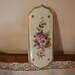 Vintage Cottage Chic, Beautifuly Hand painted Porcelain tile. Vivid Colored Flowers, with wide Gold Rim.