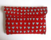 CLUTCH // medium size // red suede with mint triangles