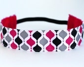 Pink, Grey & Black Lattice Non-Slip Headband - 1.5"
