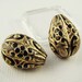 Vintage Opaque Jet Black Glass Petal Leaf Cabochons 16 x 13mm (4)
