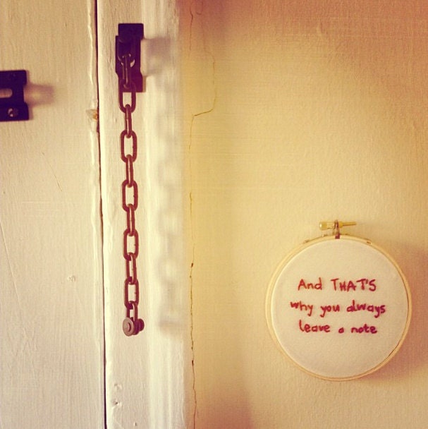 Arrested Development Hand Embroidered Hoop Art : And That's Why You Always Leave a Note Embroidery Hoop - Cult Television Quote Home Decor