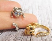 SALE -  3 Kitty Rings Buy 2 get 1 Free - Beautiful Cat Rings with black/blue/white crystals.Cat - cat lover - cats - kitty ring - kitten