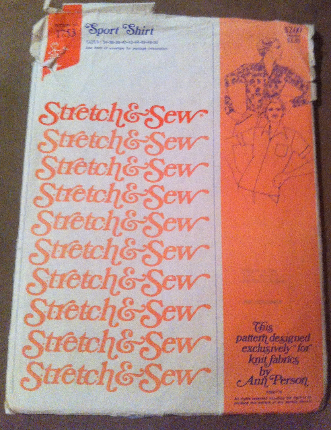 Stretch & Sew number 1753 Sport Shirt Pattern 1976