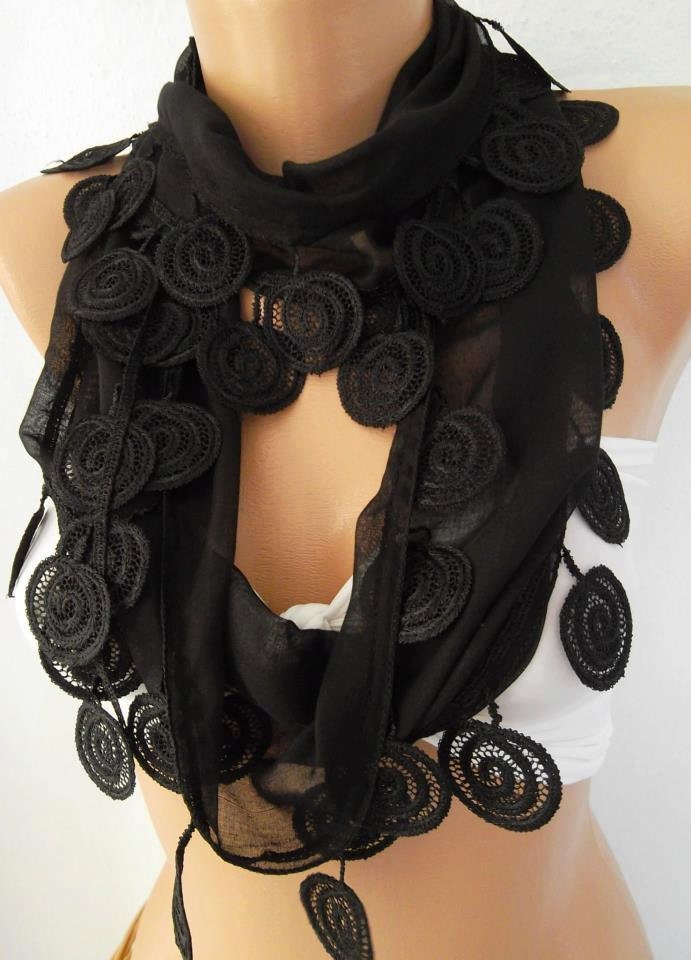 Black Scarf Cotton Scarf Gorgeous Scarf