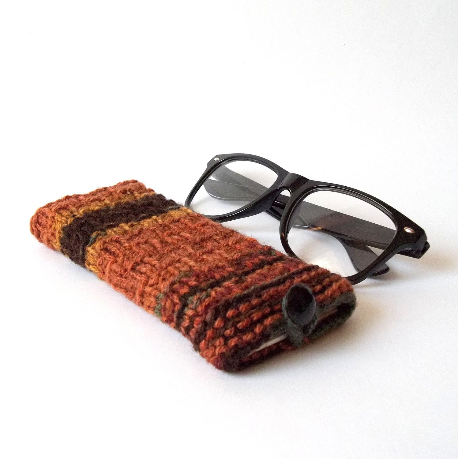 Earth Tones Glasses Case. Brown Reading Glasses Cozy, Eyeglasses Holder.