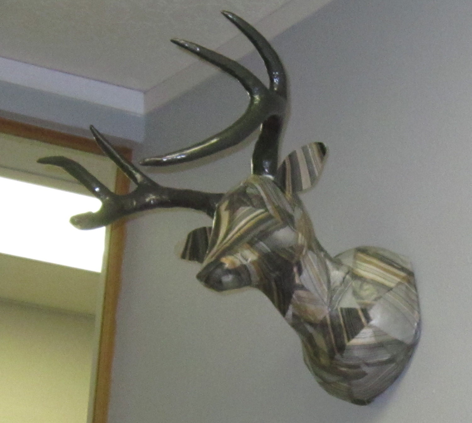 Paper Mache Faux Taxidermy - Marble Buck Head