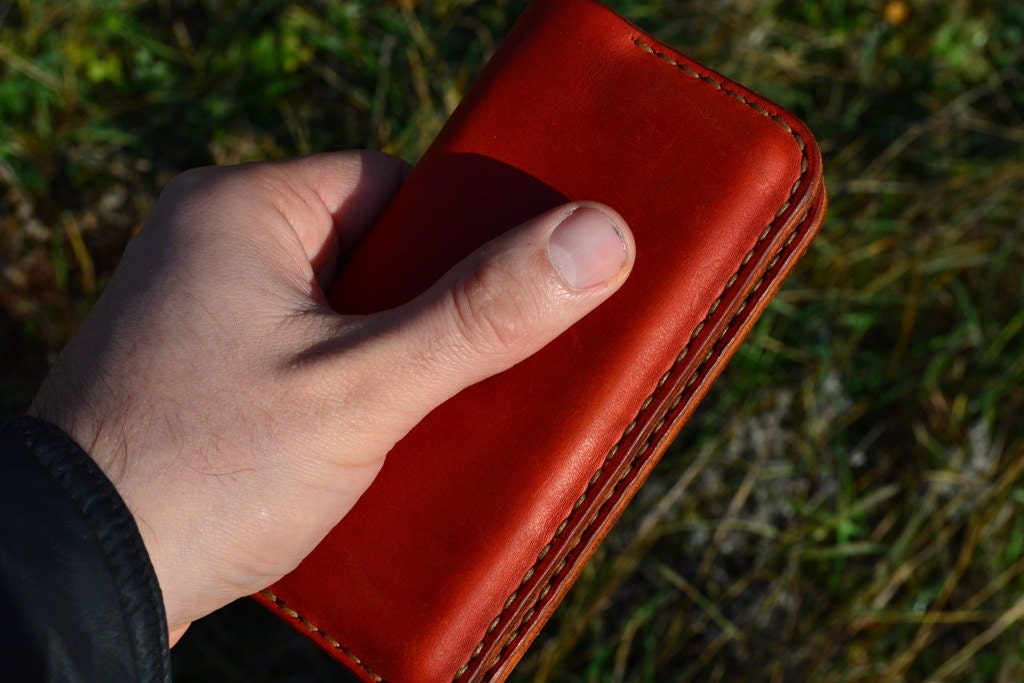 Case for iPhone 5 - Handmade Leather iPhone 5 Pouch / - Pouch - Terracotta