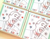 Pee Wee Herman Coasters, Ceramic Tile Set, Paul Reubens, Amelia King, Beverage Coaster, Red White and Blue