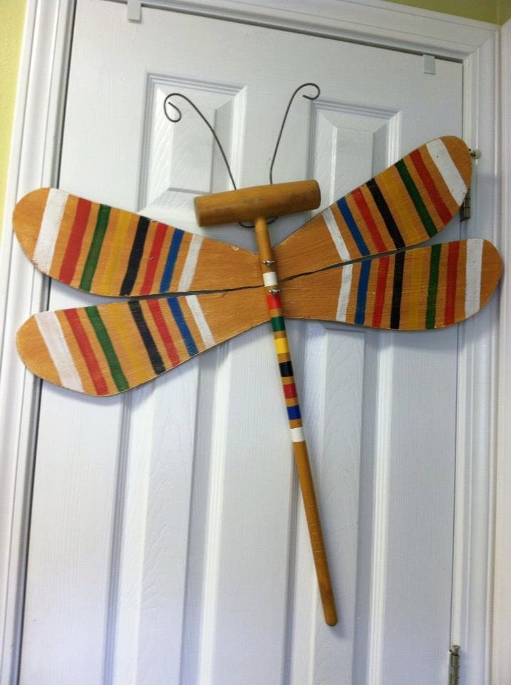 Table Leg Dragonfly Wall Art-  Summer Croquet Set Outdoor Dragonfly Garden Art